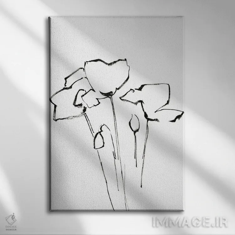 تابلو مینیمال گل های خشخاش اثر سوفی روباورف - نمای روبهرو روی دیوار