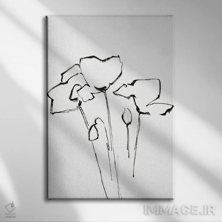 تابلو مینیمال گل های خشخاش اثر سوفی روباورف - نمای روبهرو روی دیوار