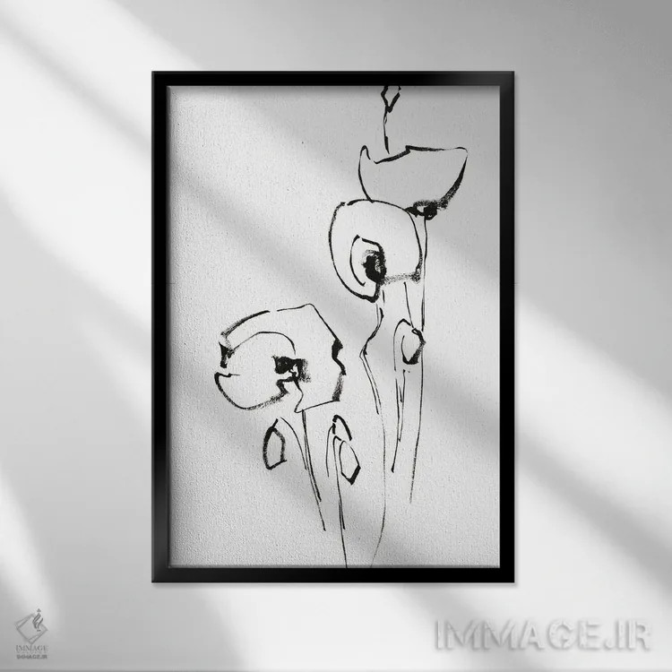 تابلو مینیمال گل های خشخاش III اثر سوفی روباورف - نمای قابدار مشکی