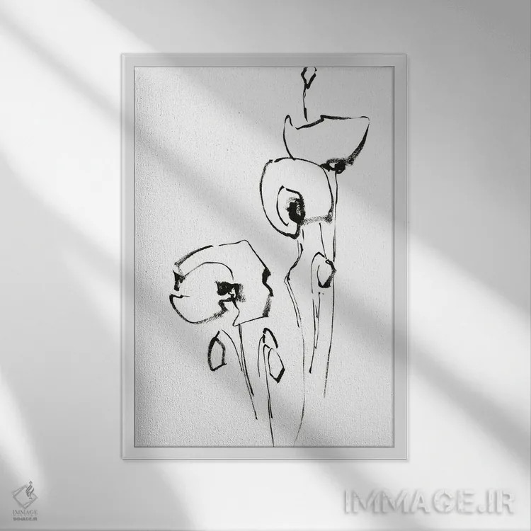 تابلو مینیمال گل های خشخاش III اثر سوفی روباورف - نمای قابدار سفید