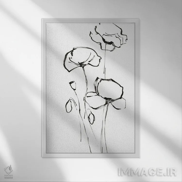 تابلو مینیمال گل های خشخاش II اثر سوفی روباورف - نمای قابدار سفید
