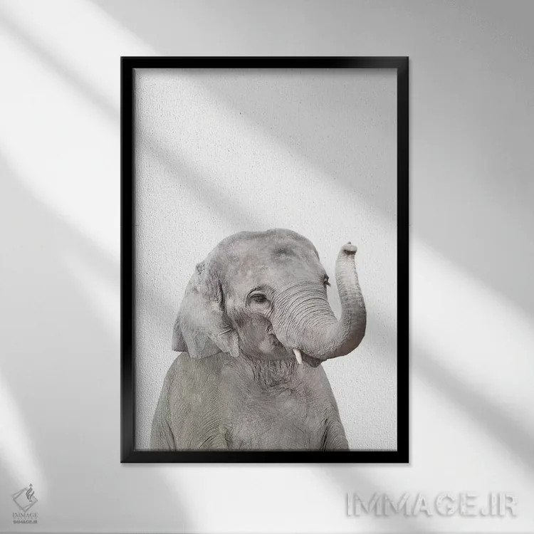 تابلو دکوراتیو فیل بچه اثر سیسی و سب - نمای قابدار مشکی