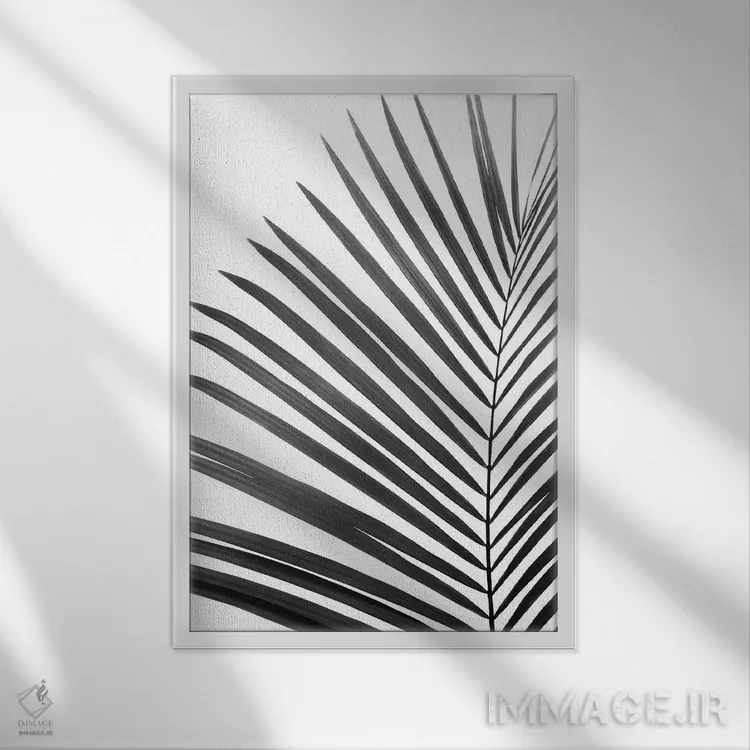 تابلو مینیمال برگ نخل اثر سیسی و سب - نمای قابدار سفید