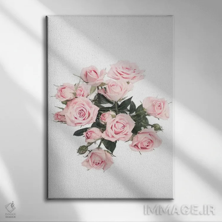 تابلو دکوراتیو رزهای صورتی اثر سیسی و سب - نمای روبهرو روی دیوار