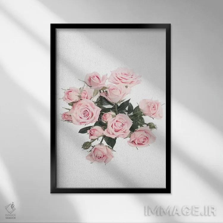 تابلو دکوراتیو رزهای صورتی اثر سیسی و سب - نمای قابدار مشکی