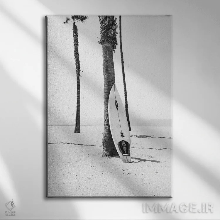 تابلو دکوراتیو تخته موج سواری اثر سیسی و سب - نمای روبهرو روی دیوار