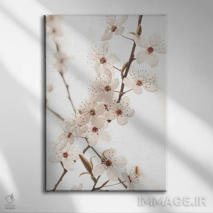 تابلو مینیمال شکوفه اثر سیسی و سب - نمای روبهرو روی دیوار