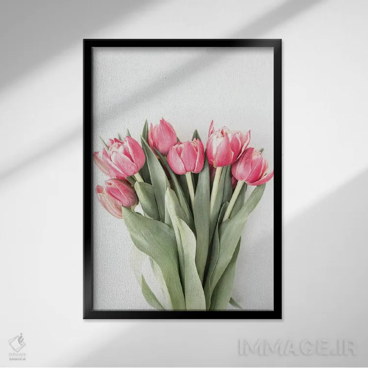 تابلو دکوراتیو لاله ها اثر سیسی و سب - نمای قابدار مشکی