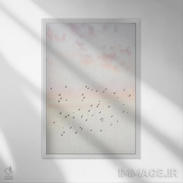 تابلو دکوراتیو آسمان پاستلی اثر سیسی و سب - نمای قابدار سفید