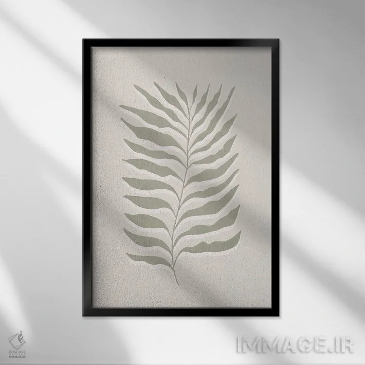 تابلو مینیمال هنر برگ انتزاعی سبز III اثر سیسی و سب - نمای قابدار مشکی