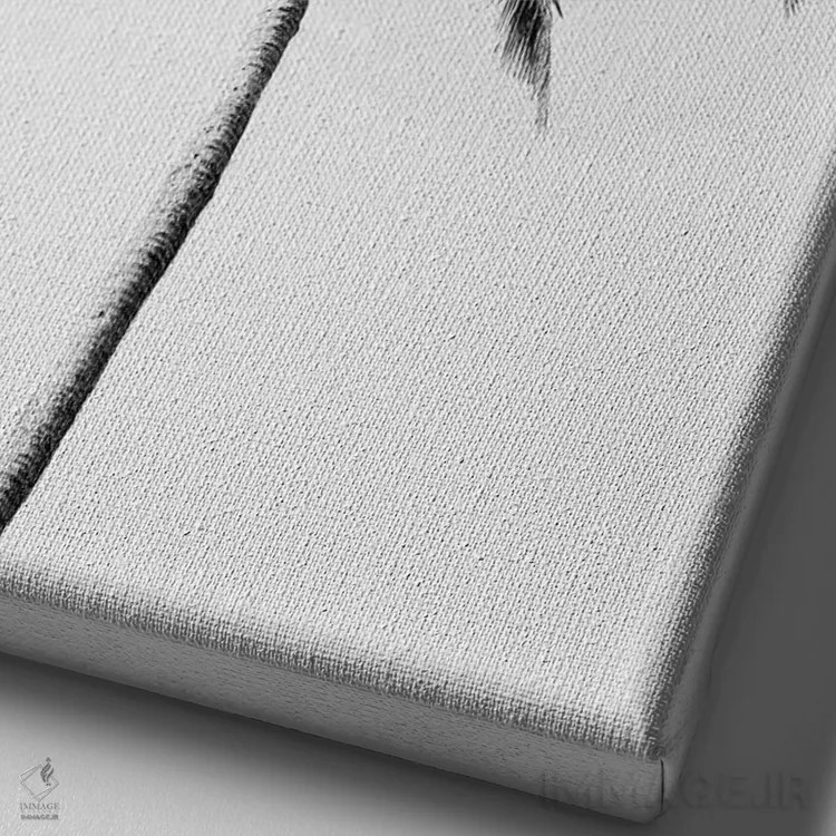 تابلو مینیمال نخل مشکی اثر سیسی و سب - نمای نزدیک بافت بوم