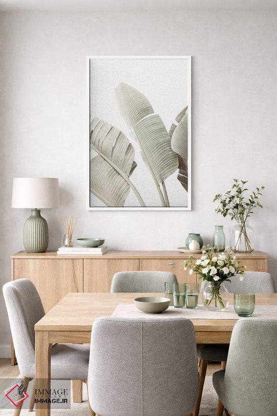 تابلو مینیمال برگ موز سبز روشن اثر سیسی و سب - D5W