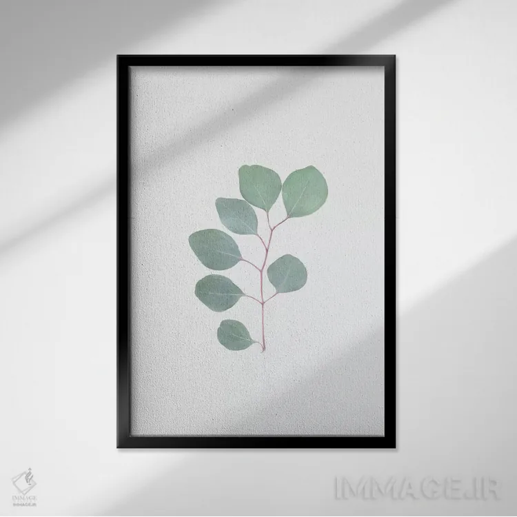 تابلو مینیمال برگ گیاهی اثر سیسی و سب - نمای قابدار مشکی