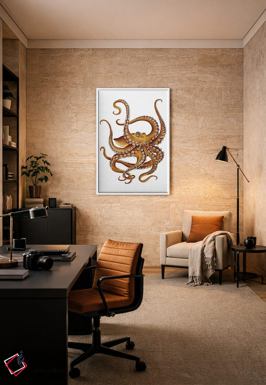 تابلو دکوراتیو اختاپوس قهوه ای با چشم آبی اثر استودیو سون سیرنز - D6W