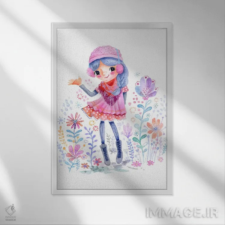 تابلو دکوراتیو دختر زمستانی اثر استفنی کورفی - نمای قابدار سفید