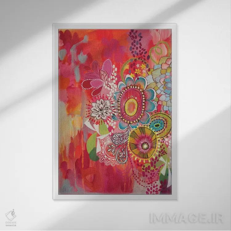تابلو انتزاعی دوشیزه لیبی اثر استفنی کورفی - نمای قابدار سفید