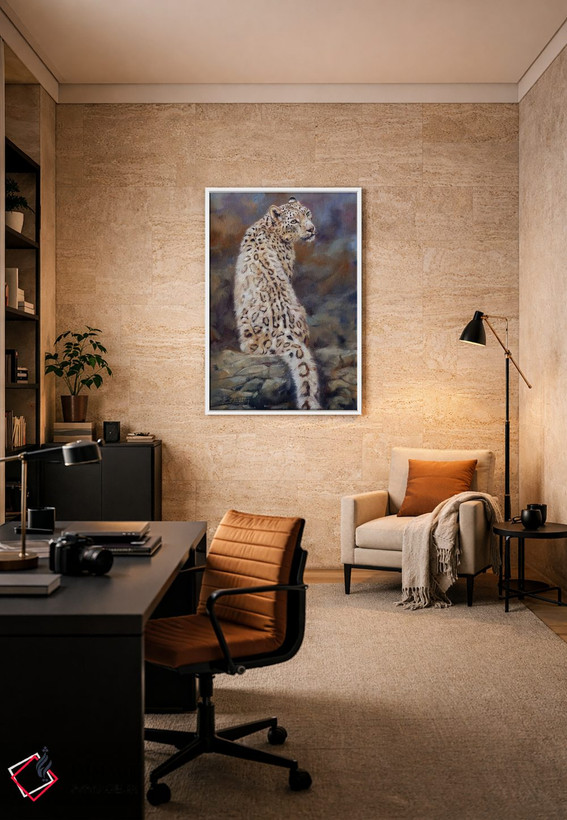تابلو دکوراتیو پلنگ برفی اثر دیوید استریبلینگ - D6W