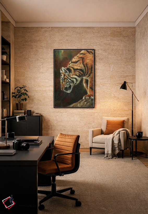 تابلو دکوراتیو ببر جوان کنجکاو اثر دیوید استریبلینگ - D6B