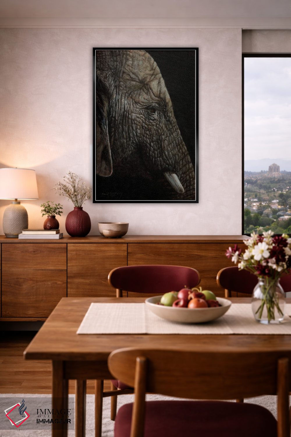 تابلو دکوراتیو نمای نیم رخ فیل آفریقایی اثر دیوید استریبلینگ - D5B