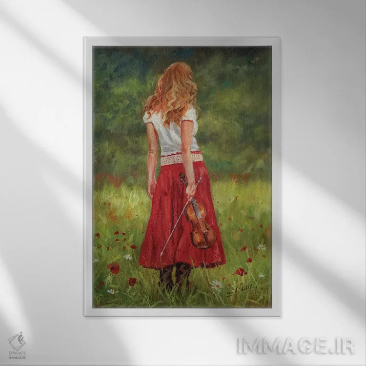 تابلو دکوراتیو ویولنیست اثر دیوید استریبلینگ - نمای قابدار سفید