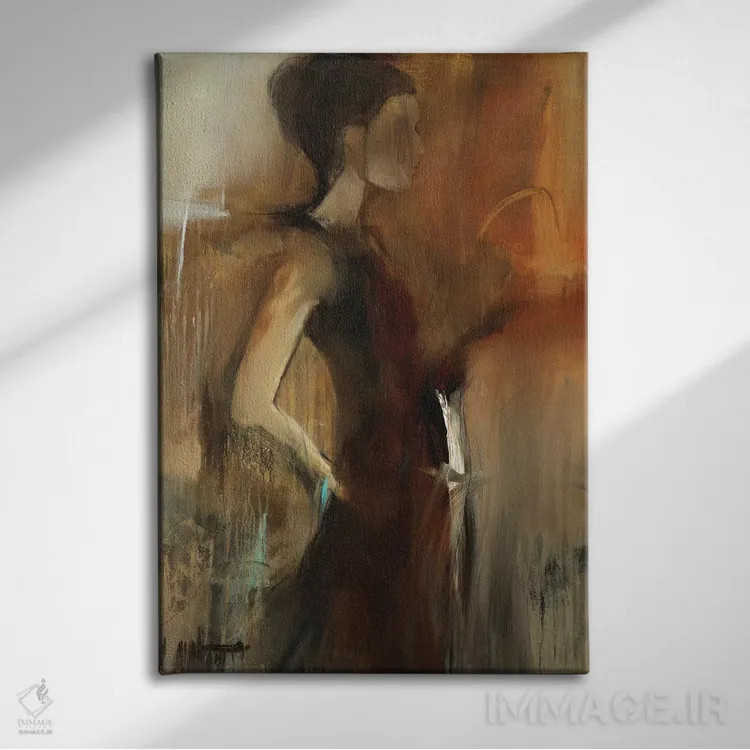 تابلو انتزاعی اولین اثر سارا استوک استیل - نمای روبهرو روی دیوار