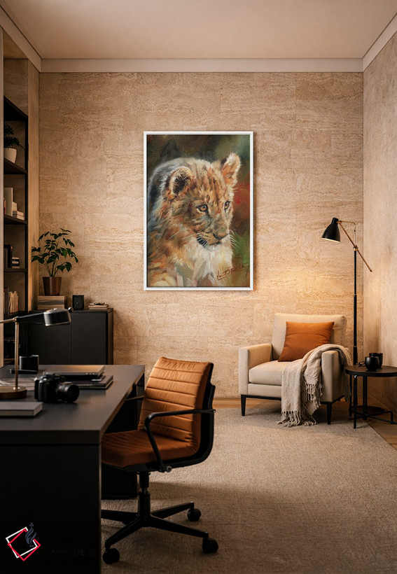 تابلو دکوراتیو بچه شیر اثر دیوید استریبلینگ - D6W