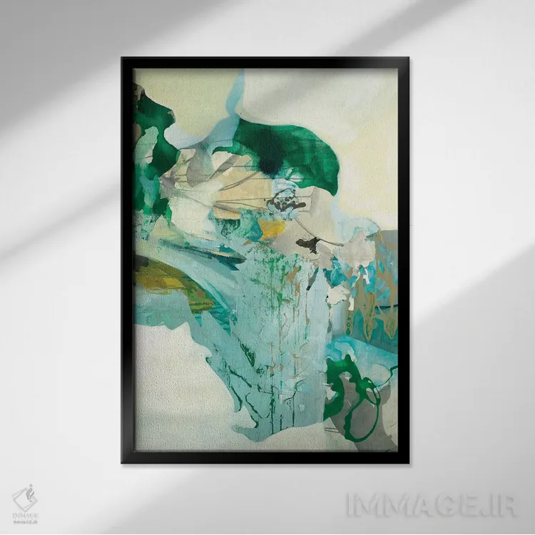 تابلو انتزاعی پیچک اثر سارا استوک استیل - نمای قابدار مشکی