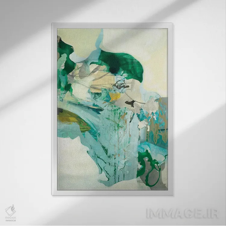 تابلو انتزاعی پیچک اثر سارا استوک استیل - نمای قابدار سفید