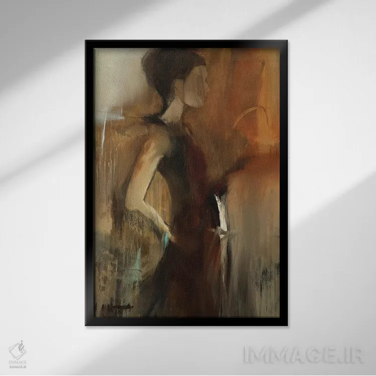 تابلو انتزاعی اولین اثر سارا استوک استیل - نمای قابدار مشکی