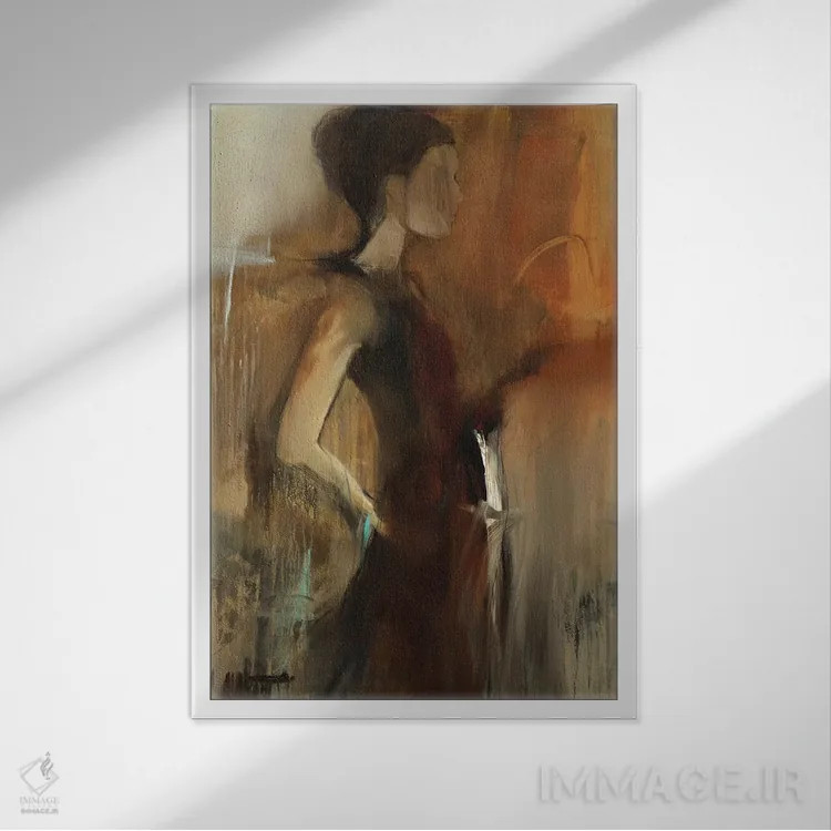 تابلو انتزاعی اولین اثر سارا استوک استیل - نمای قابدار سفید