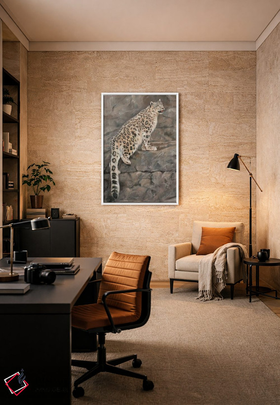 تابلو دکوراتیو پلنگ برفی شماره ۱ اثر دیوید استریبلینگ - D6W