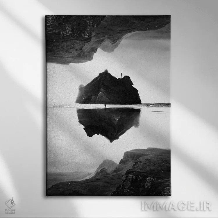 تابلو دکوراتیو جزیره انزوا در سیاه و سفید اثر استویان هیتروف - نمای روبهرو روی دیوار