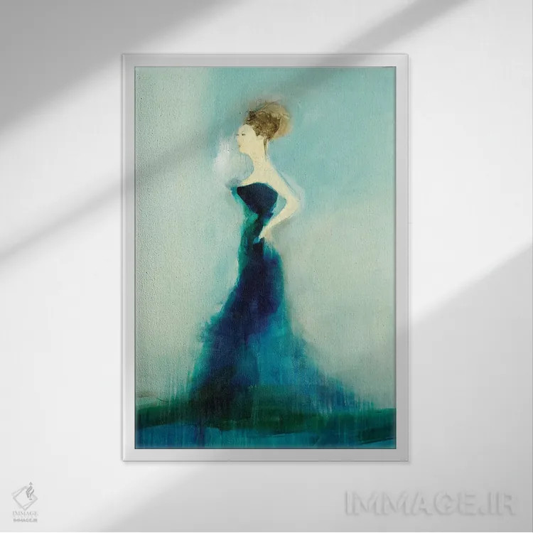 تابلو انتزاعی زیبا و باشکوه اثر سارا استوک استیل - نمای قابدار سفید