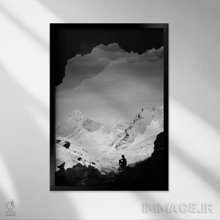 تابلو دکوراتیو انزوای برفی اثر استویان هیتروف - نمای قابدار مشکی