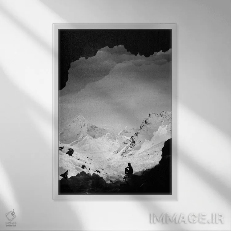 تابلو دکوراتیو انزوای برفی اثر استویان هیتروف - نمای قابدار سفید
