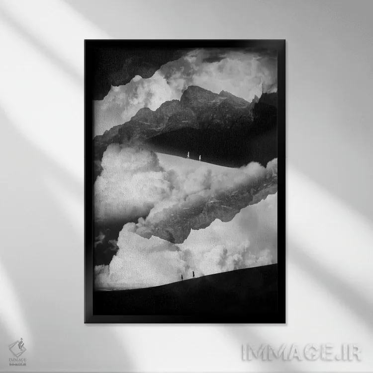 تابلو دکوراتیو وضعیت انزوای سیاه و سفید اثر استویان هیتروف - نمای قابدار مشکی