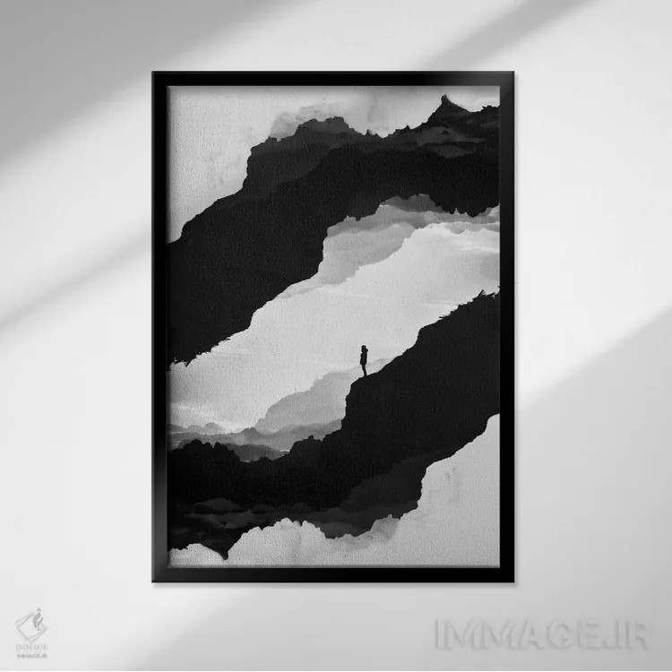 تابلو دکوراتیو انزوای سفید اثر استویان هیتروف - نمای قابدار مشکی