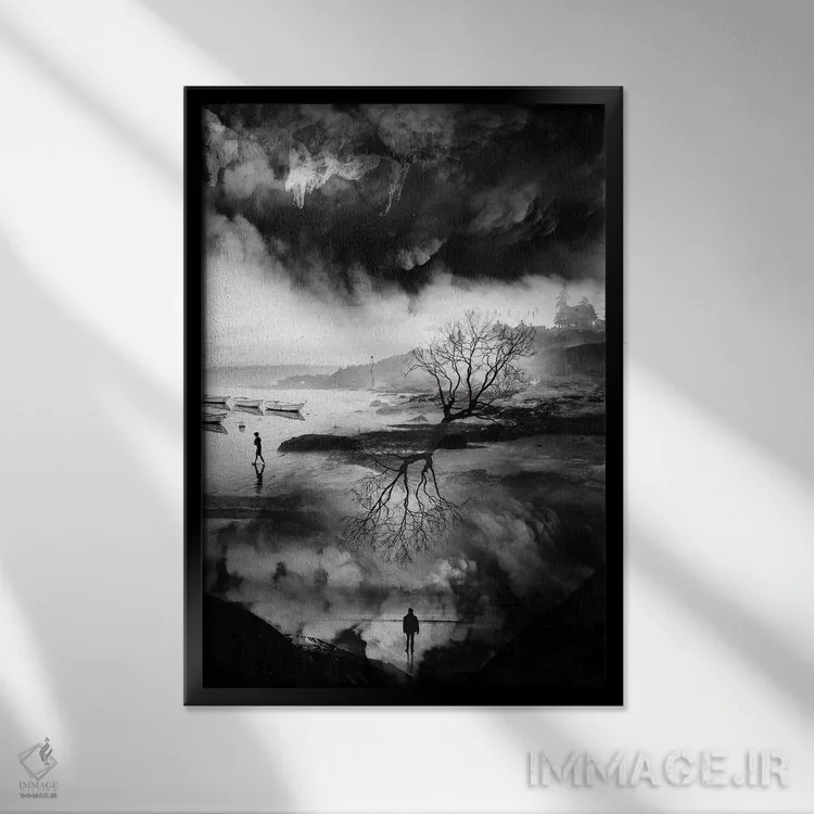تابلو دکوراتیو پسر ماهیگیر که می خواست کوهنورد شود اثر استویان هیتروف - نمای قابدار مشکی