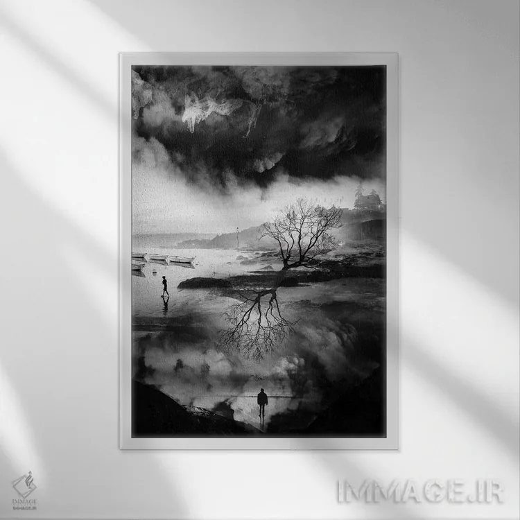 تابلو دکوراتیو پسر ماهیگیر که می خواست کوهنورد شود اثر استویان هیتروف - نمای قابدار سفید