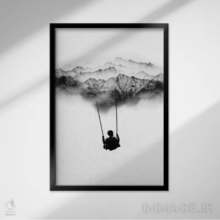 تابلو دکوراتیو تاب کوهستانی اثر استویان هیتروف - نمای قابدار مشکی