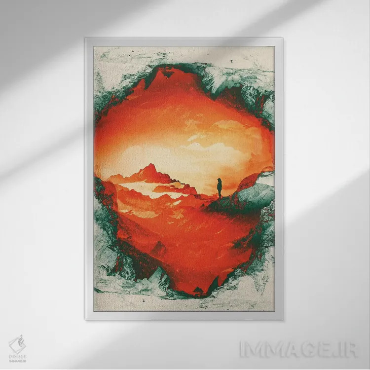 تابلو انتزاعی تسلط بر مریخ اثر استویان هیتروف - نمای قابدار سفید