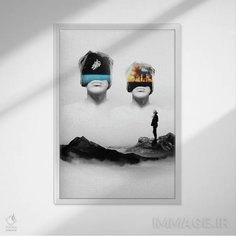 تابلو دکوراتیو تغییر باش اثر استویان هیتروف - نمای قابدار سفید