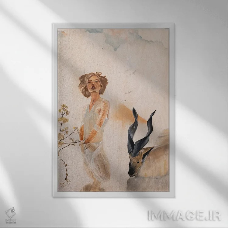 تابلو دکوراتیو آکیکو اثر آندریاس استوسل - نمای قابدار سفید