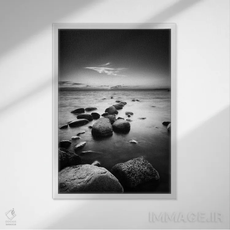 تابلو دکوراتیو ساحل کافی اثر آندریاس استریدسبرگ - نمای قابدار سفید