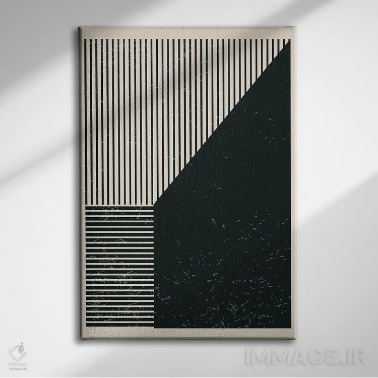 تابلو مینیمال سری خطوط سیاه و سفید IV اثر جی استنلی - نمای روبهرو روی دیوار