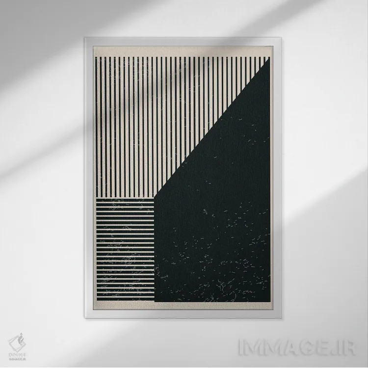 تابلو مینیمال سری خطوط سیاه و سفید IV اثر جی استنلی - نمای قابدار سفید