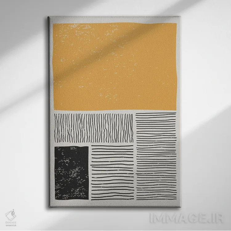 تابلو مینیمال سیاه و زرد III اثر جی استنلی - نمای روبهرو روی دیوار