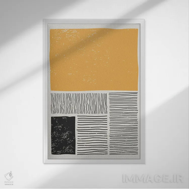 تابلو مینیمال سیاه و زرد III اثر جی استنلی - نمای قابدار سفید