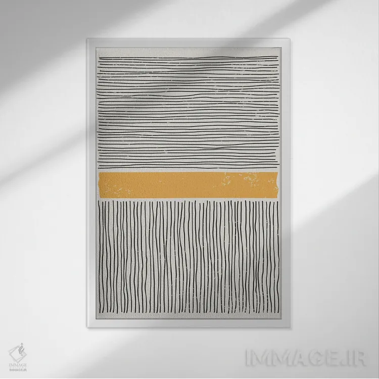 تابلو مینیمال سیاه و زرد II اثر جی استنلی - نمای قابدار سفید