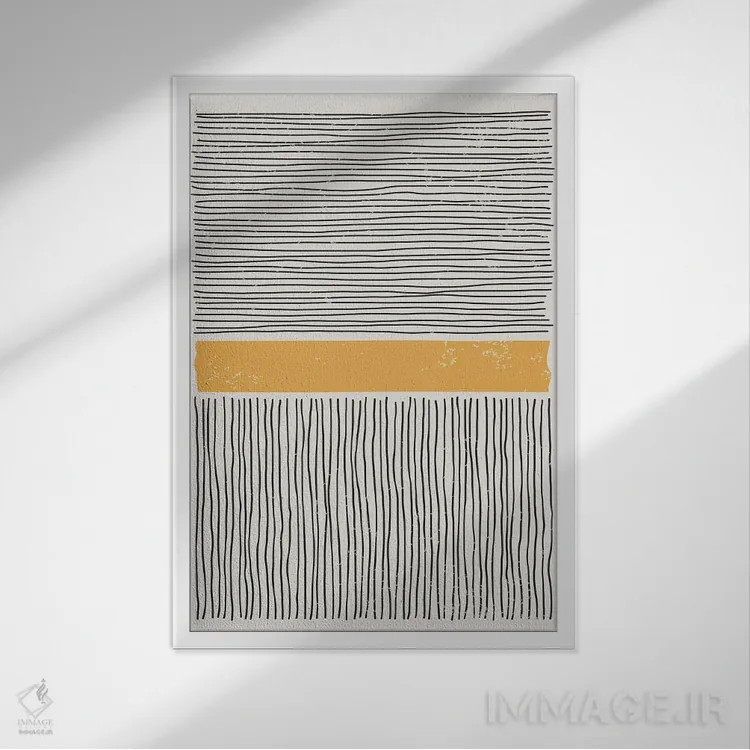 تابلو مینیمال سیاه و زرد II اثر جی استنلی - نمای قابدار سفید
